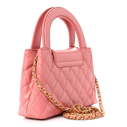 Chanel Shiny Aged Calfskin Quilted Nano Kelly Shopper Coral Pink 4 of 11