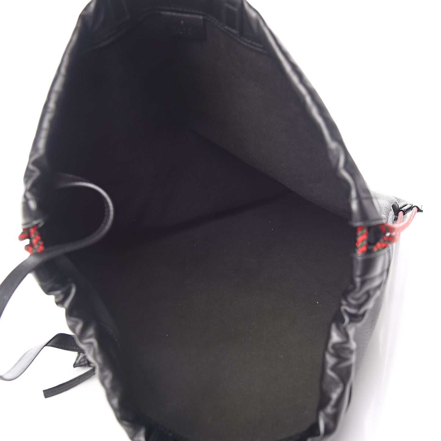 Calfskin Logo Drawstring Backpack Black