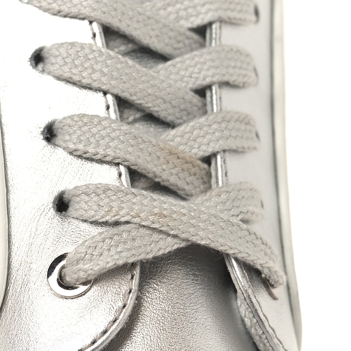 Iridescent Goatskin Womens Sneakers 36.5 White Silver