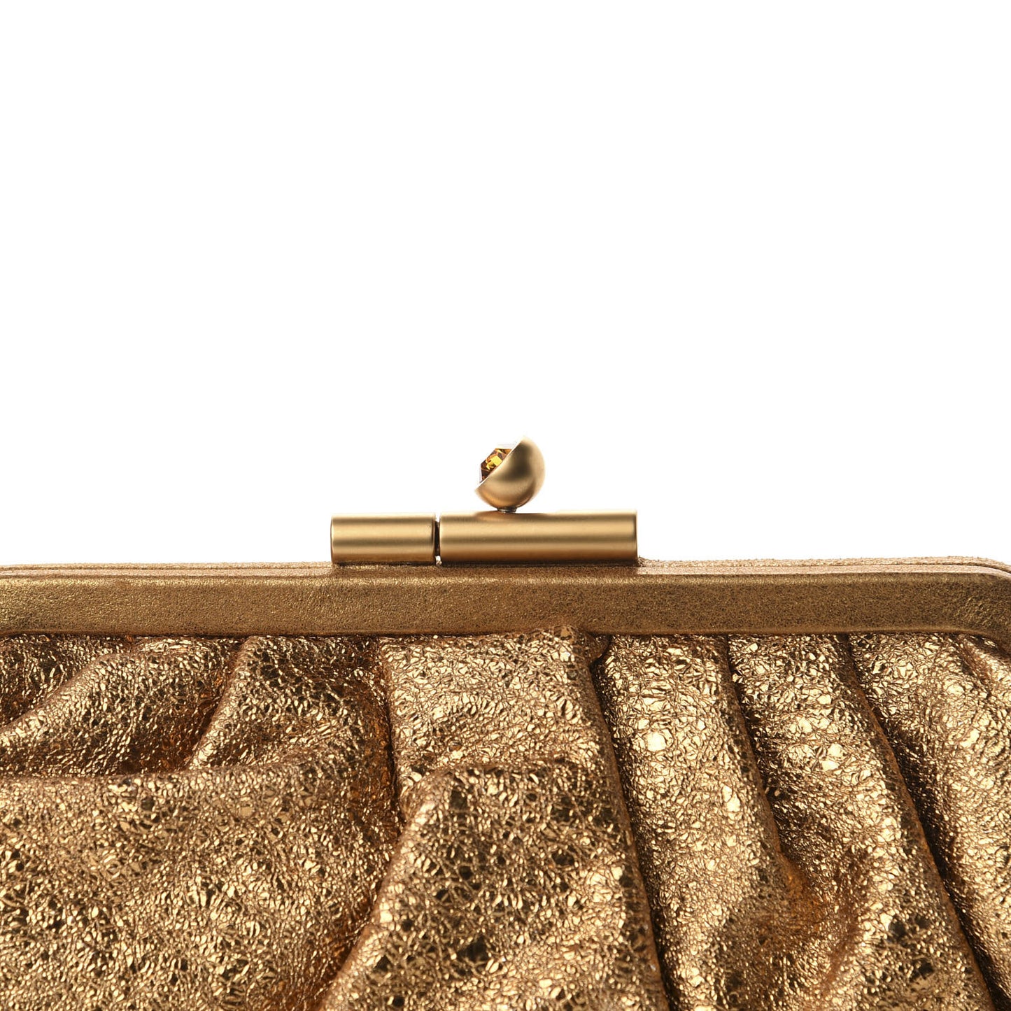 Metallic Crackled Calfskin Monte Carlo Clutch Gold