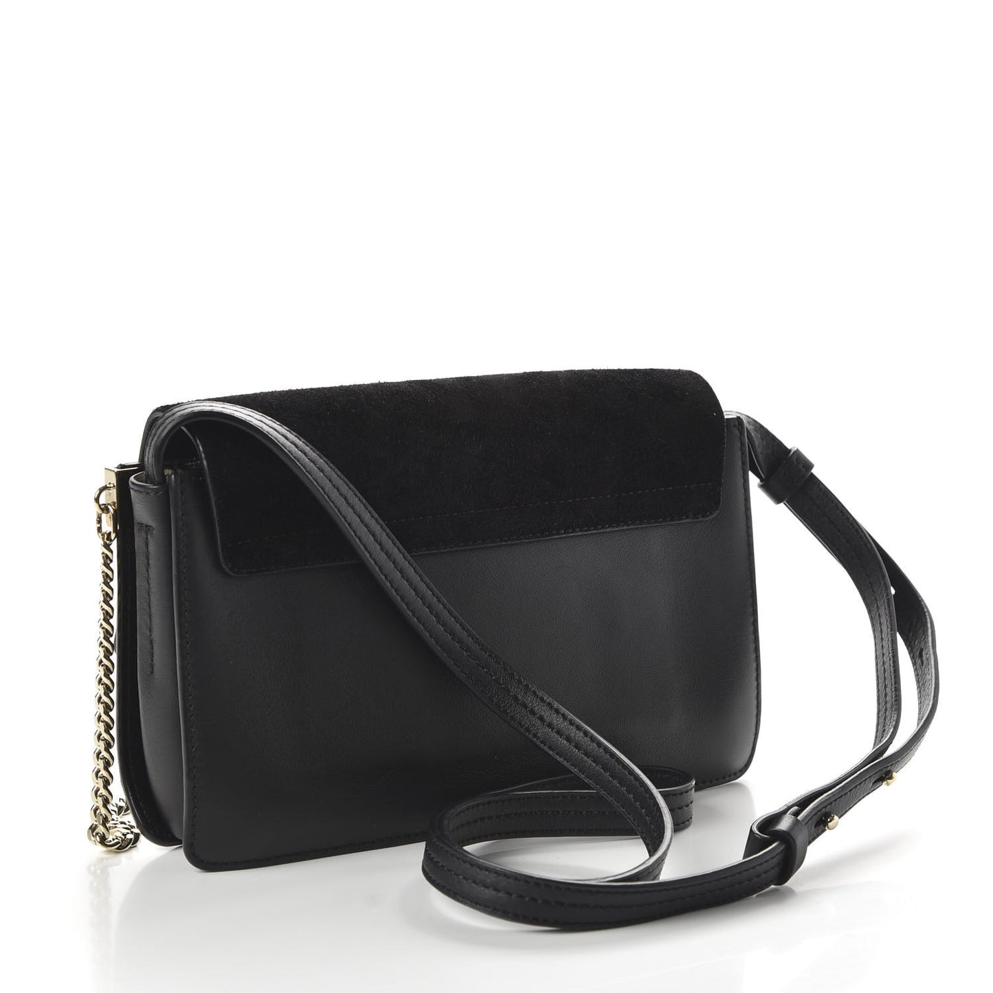 Suede Calfskin Small Faye Shoulder Bag Black