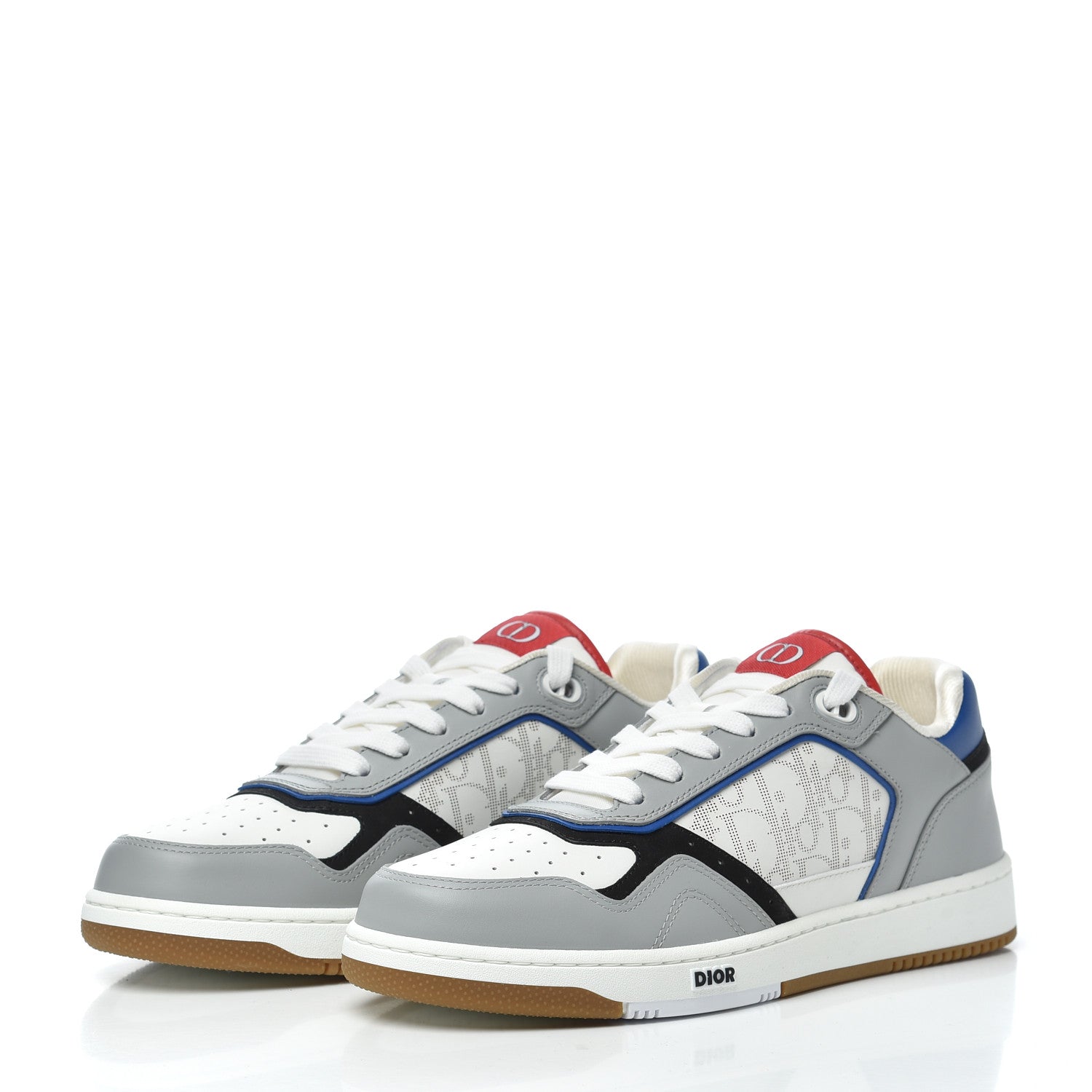 Christian Dior Smooth Calfskin Oblique Galaxy Perforated Mens B27 Low Top Sneakers 42 Grey Blue 3 of 9