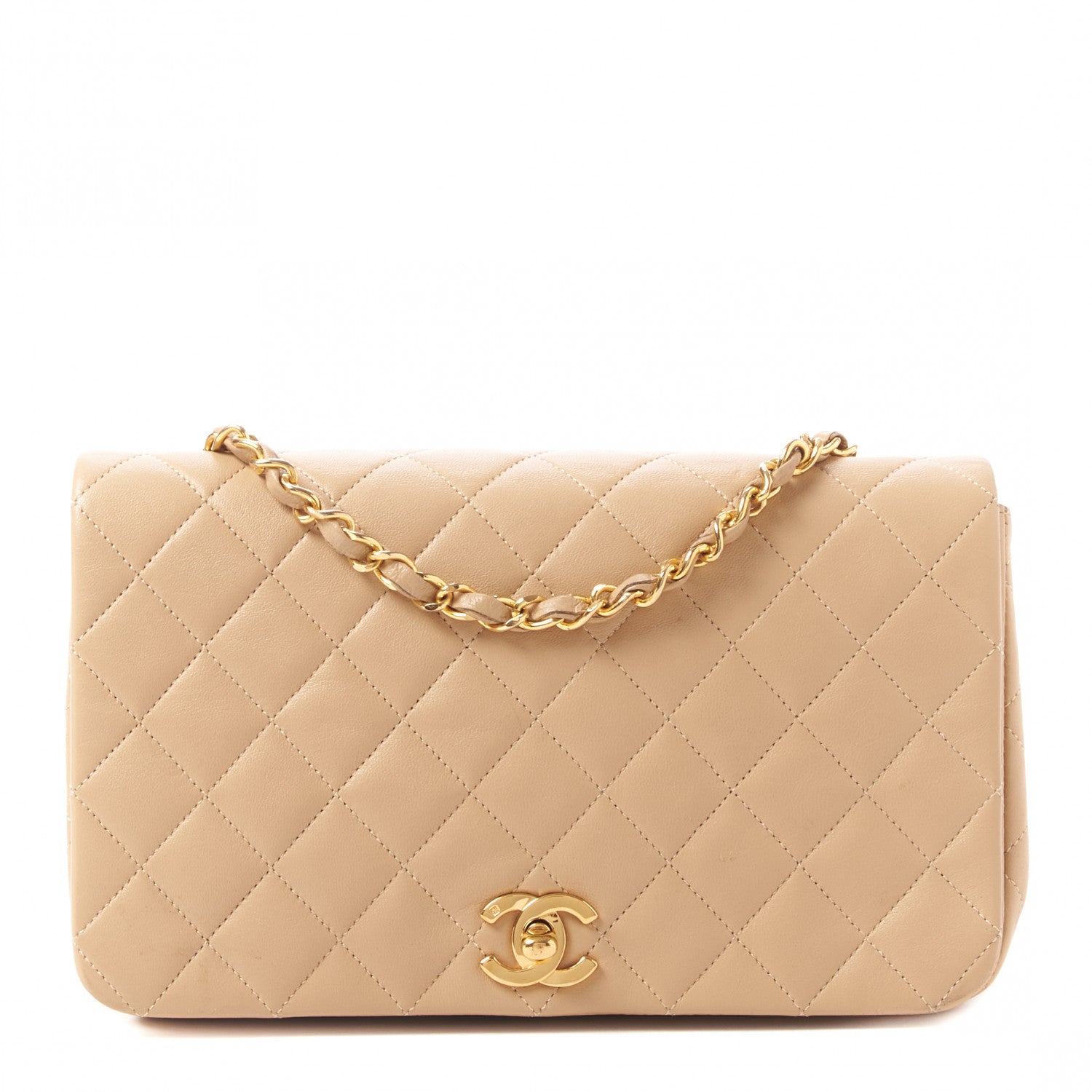 Chanel Lambskin Quilted Small Single Flap Beige 1 of 10