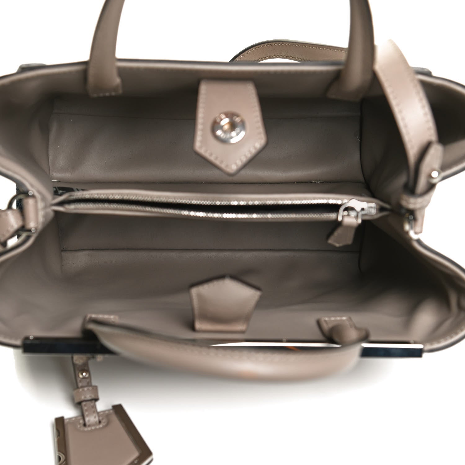 Fendi Vitello Lace Up 2Jours Tote Tortora Ceruleo 4 of 11