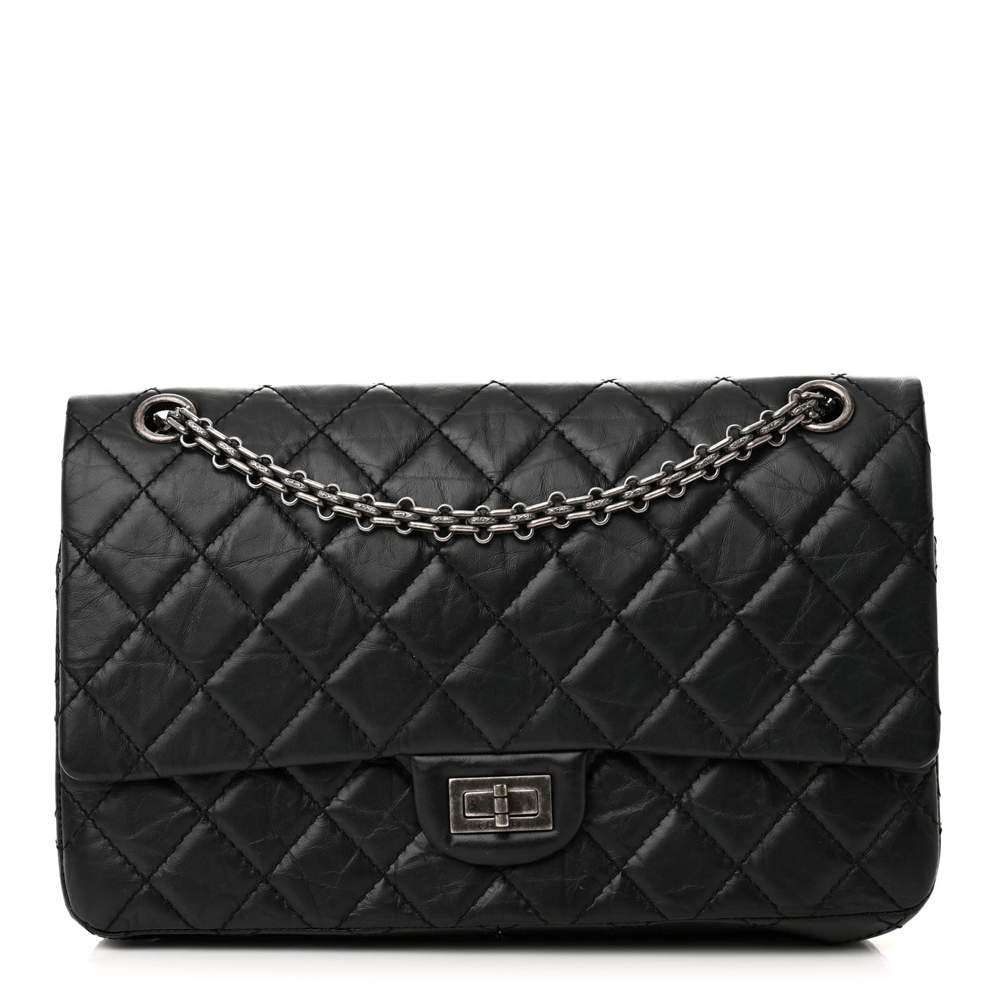 Aged Calfskin Quilted 2.55 Reissue 226 Flap Black