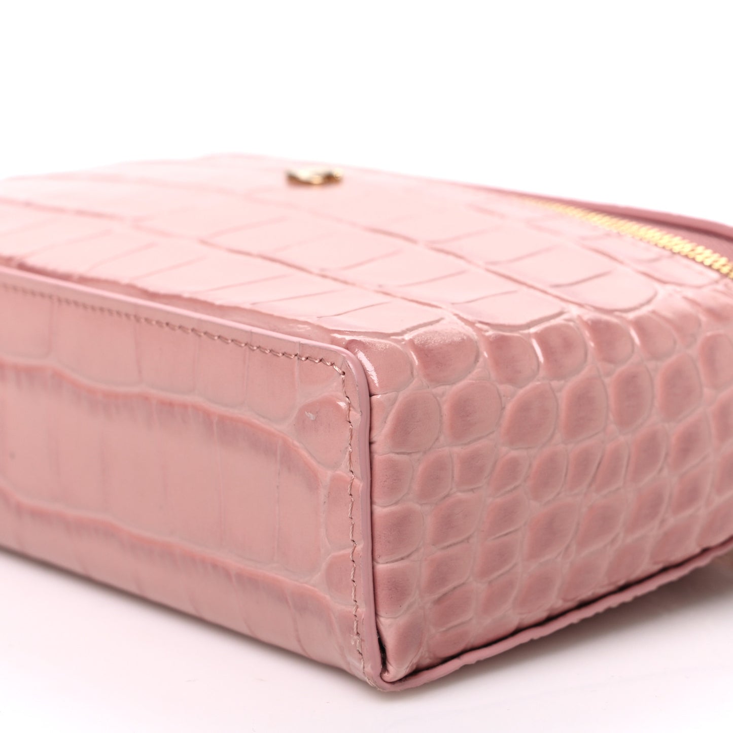 Calfskin Crocodile Embossed Crococo Exoticoco Vanity With Chain Light Pink