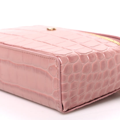 Chanel Calfskin Crocodile Embossed Crococo Exoticoco Vanity With Chain Light Pink 10 of 11