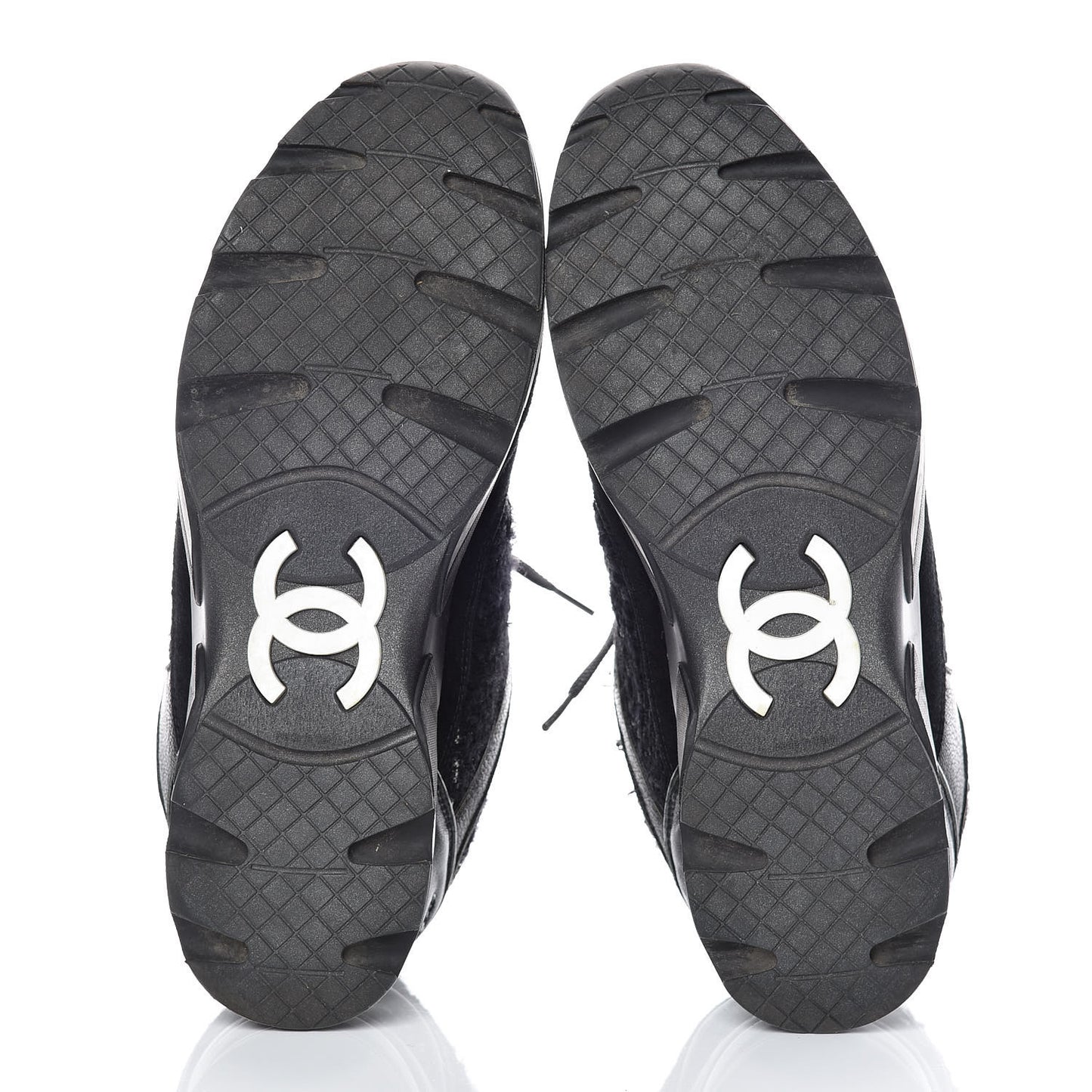Suede Tweed Goatskin CC Sneakers 41.5 Black