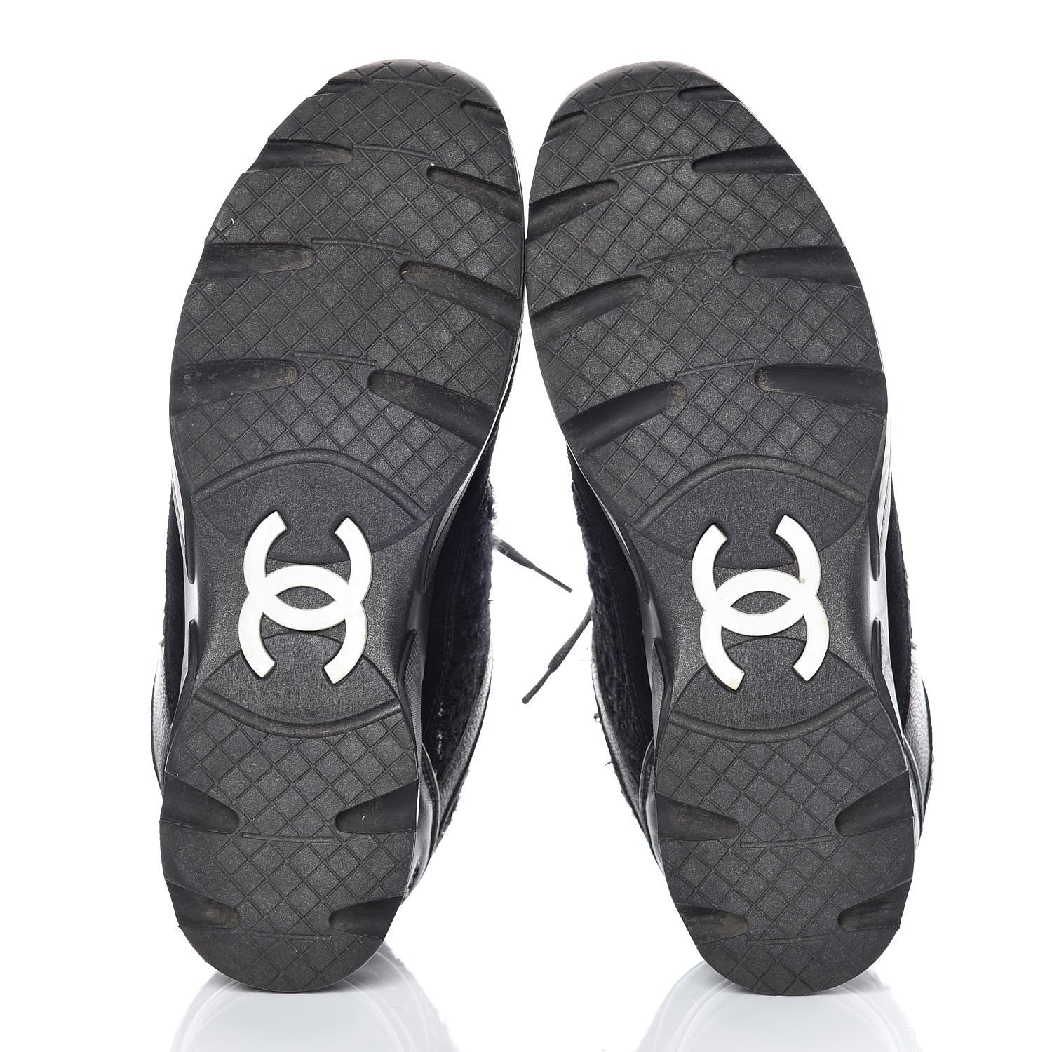 Chanel Suede Tweed Goatskin CC Sneakers 41.5 Black 6 of 12