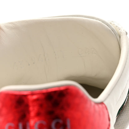 Gucci Calfskin Ayers Bee Embroidered Womens Ace Sneakers 37 White Green 8 of 12