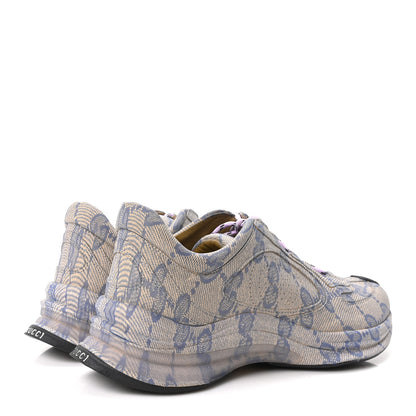Gucci Ultralight Plume Calfskin Monogram Printed Mens Gucci Run Sneakers 8.5 Beige Blue 5 of 10