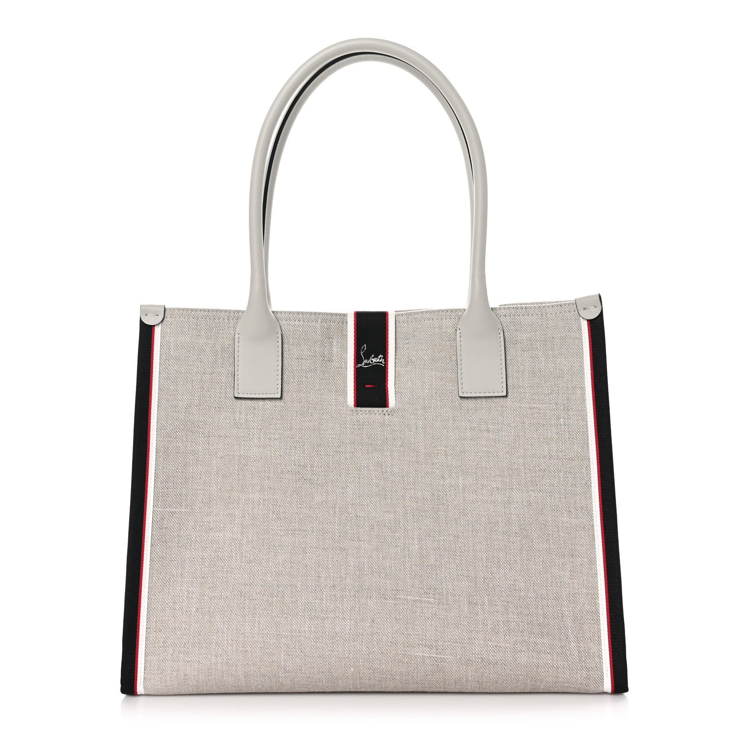 Christian Louboutin Linen Calfskin Large Nastroloubi F.A.V.L. Tote Alabatre 1 of 9