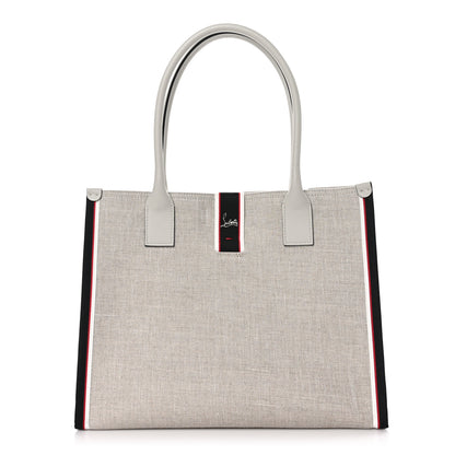 Christian Louboutin Linen Calfskin Large Nastroloubi F.A.V.L. Tote Alabatre 1 of 9