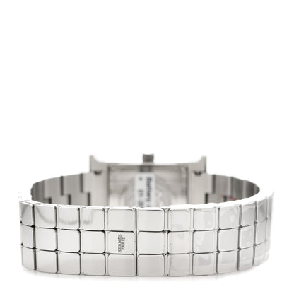 Hermes Stainless Steel Diamond Mother of Pearl 21mm Heure H Hour Quartz Watch 3 of 5