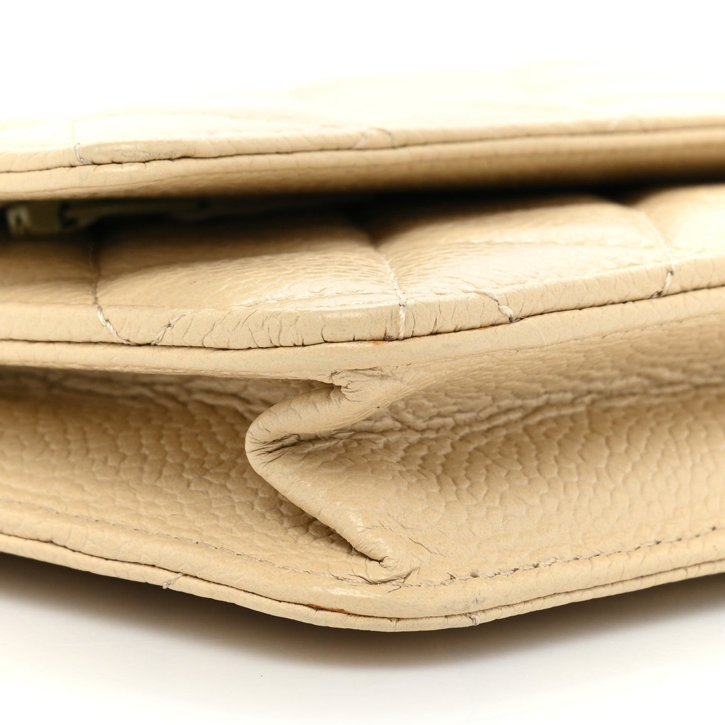 Caviar Quilted Wallet On Chain WOC Beige