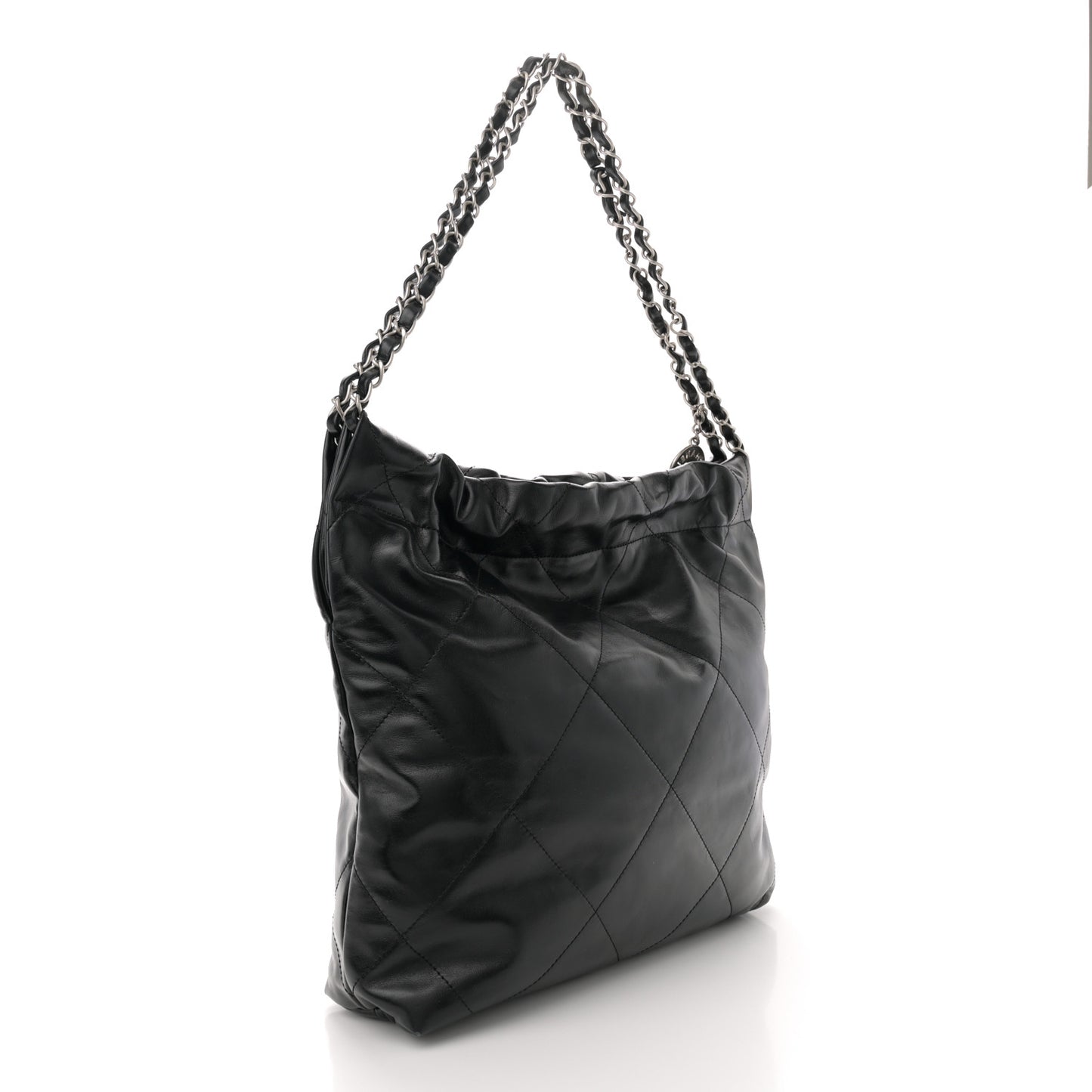 Shiny Calfskin Quilted Small Chanel 22 Black