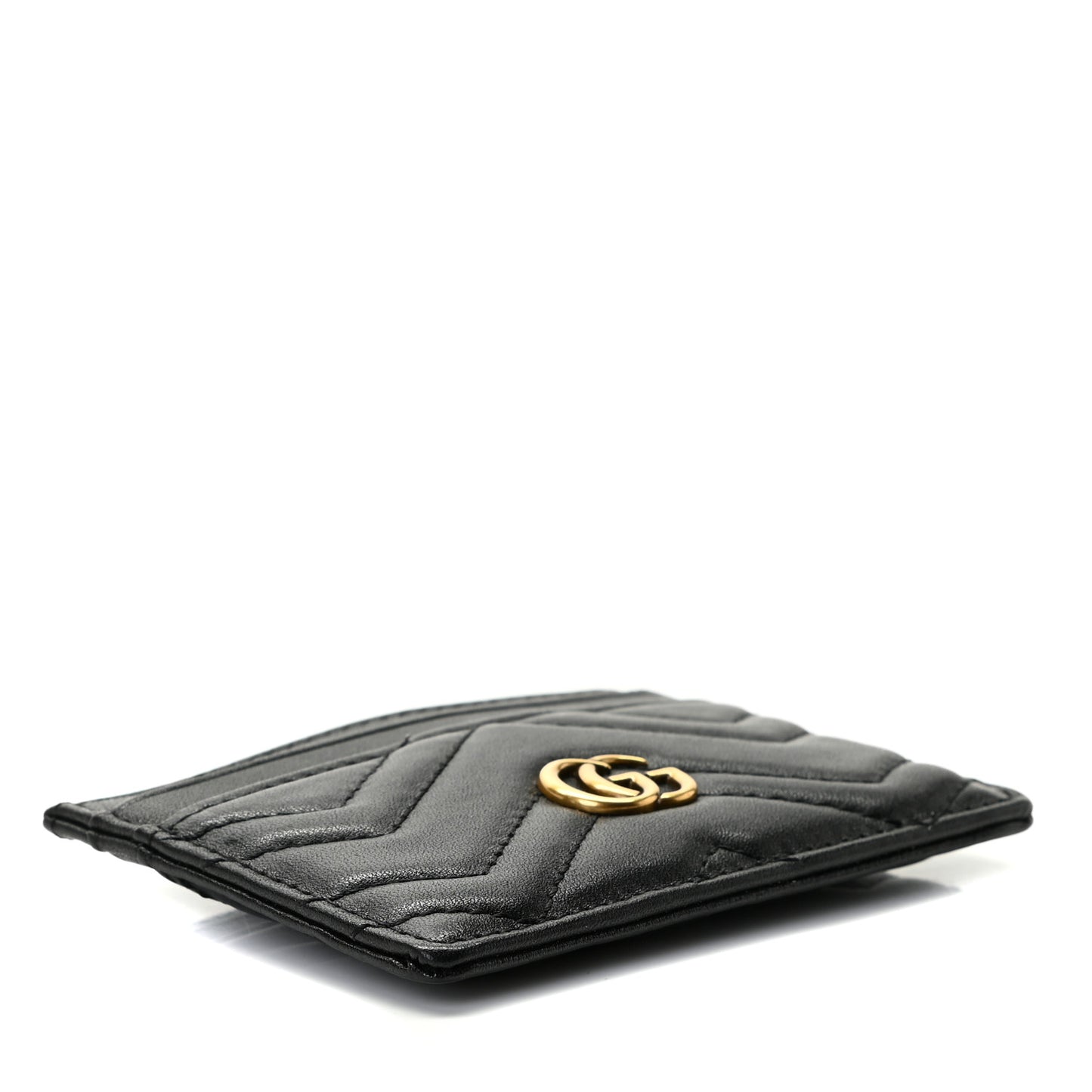 Calfskin Matelasse GG Marmont Card Holder Black