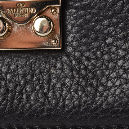 Valentino Garavani Pebbled Calfskin Medium Glam Lock Rockstud Flap Black 10 of 12