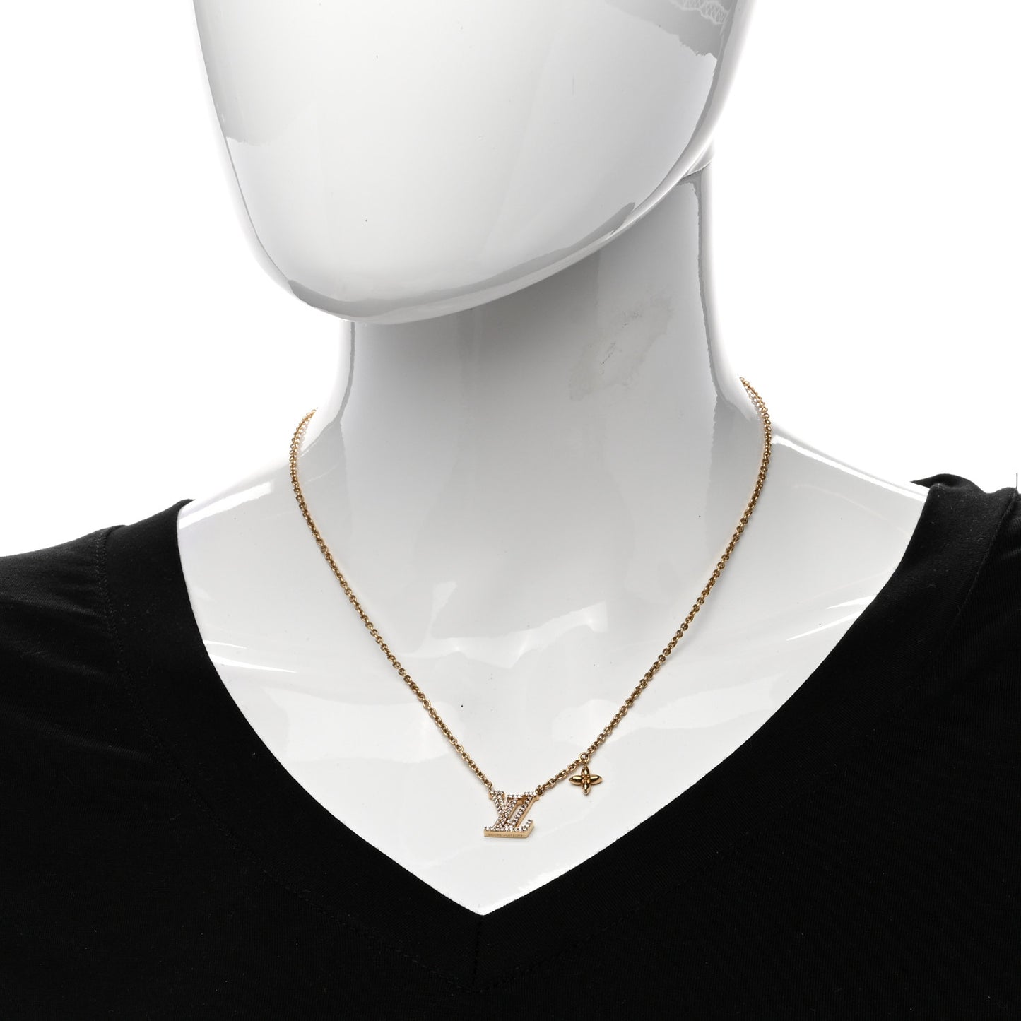 Metal Crystal LV Iconic Necklace Gold