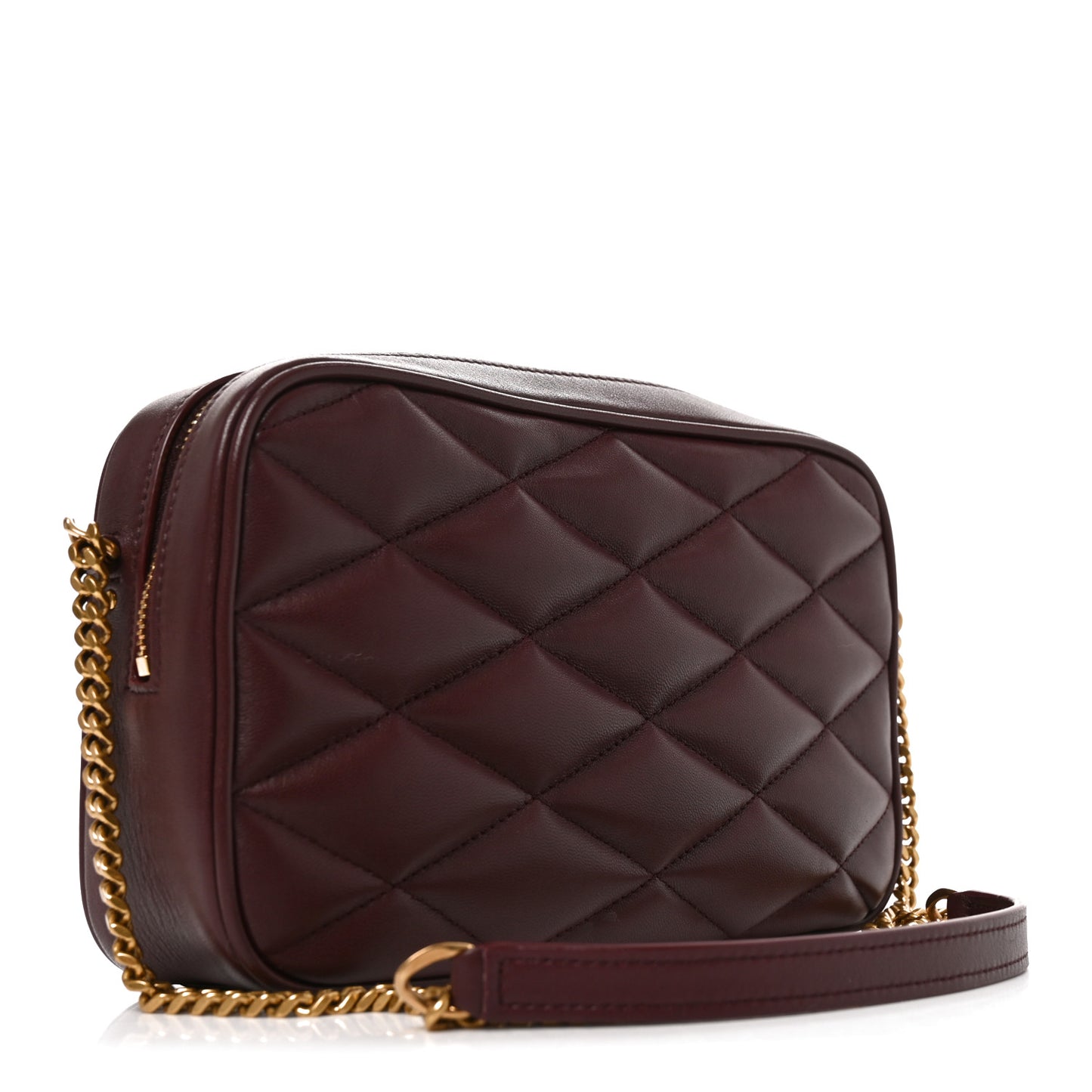 Lambskin Quilted Mini Camera Bag Rouge Cabernet