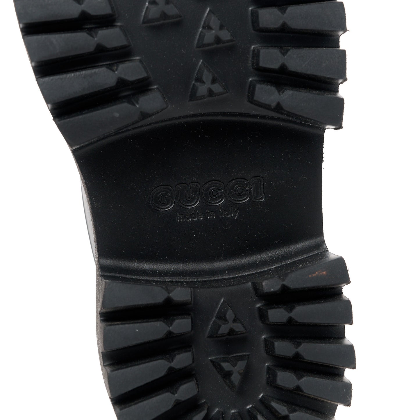 Rubber GG Monogram Perforated Elea Platform 55mm Lug Sole Sandals 36 Black