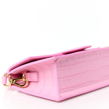 Jacquemus Calfskin Crocodile Embossed Le Grand Bambino Pink 8 of 10