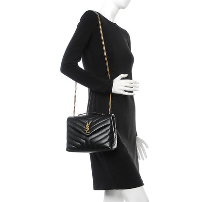 Saint Laurent Calfskin Y Quilted Monogram Small Loulou Chain Satchel Black 2 of 8
