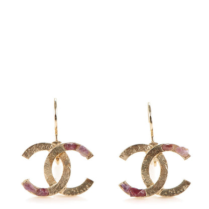 Chanel Stone CC Dangle Earrings Light Gold 1 of 5