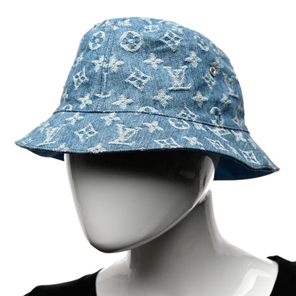 Louis Vuitton Monogram Denim Transformable Bob Bucket Hat 58 Blue 2 of 9