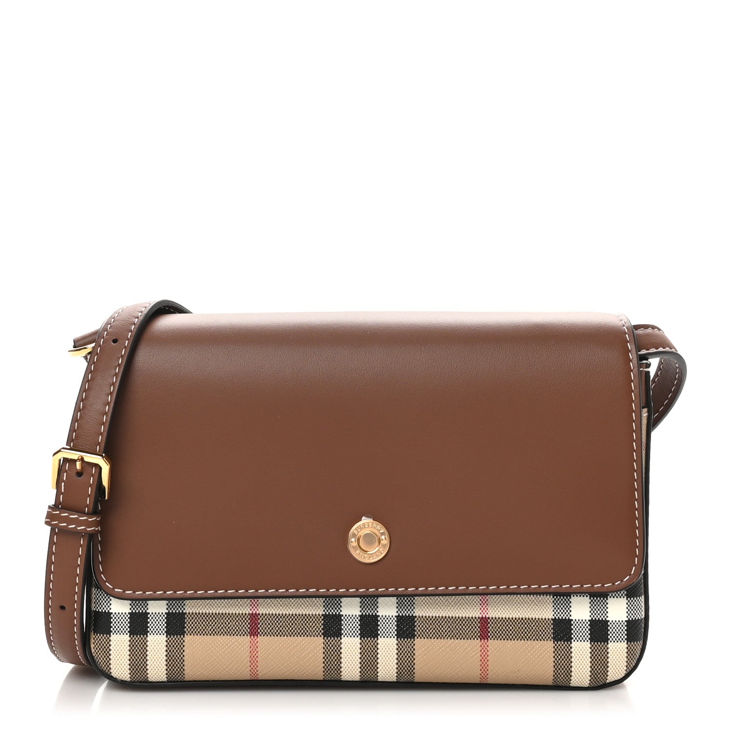 Burberry Calfskin Vintage Check Penny Bag Archive Beige Tan 1 of 10