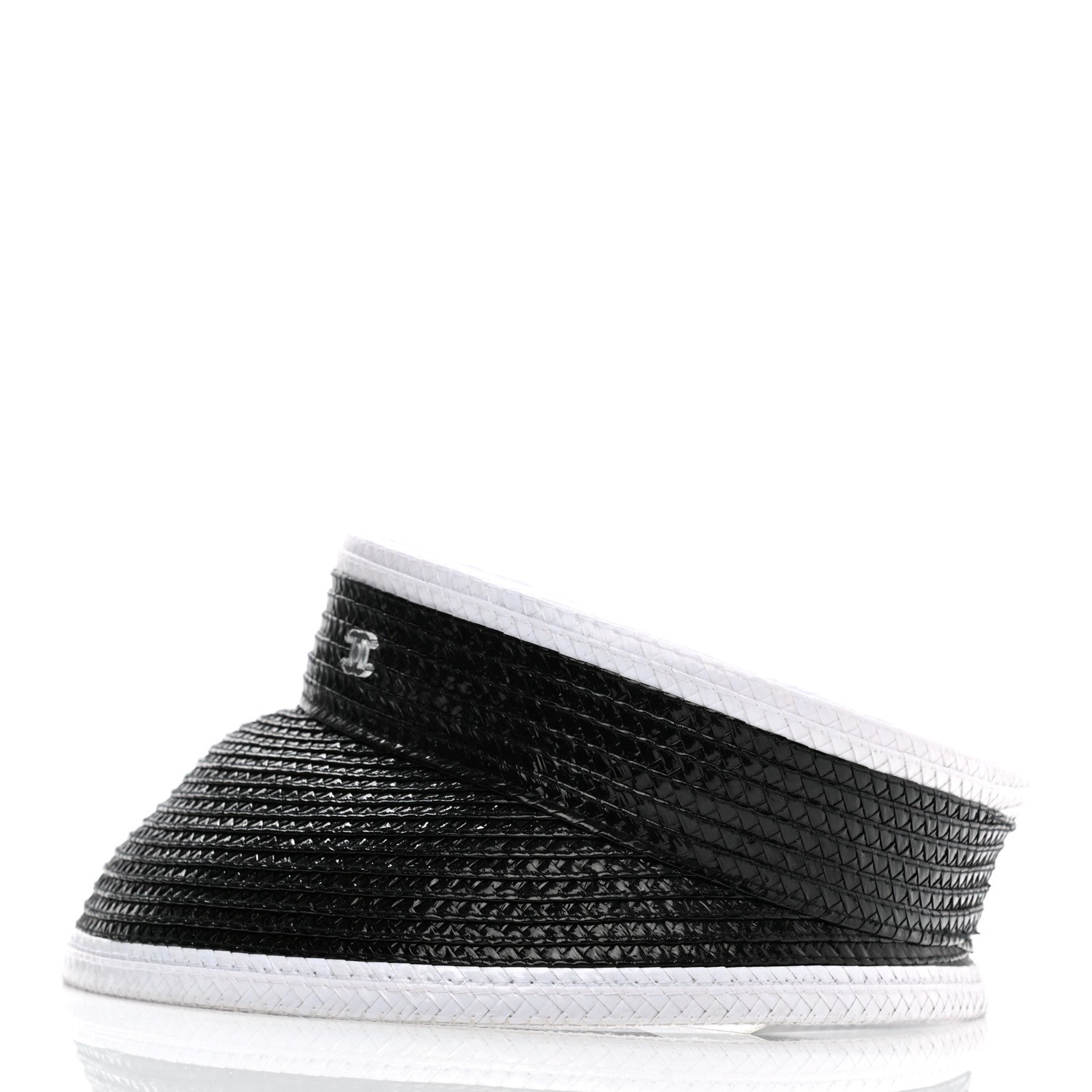 Chanel Straw Cotton CC Visor M Black White 4 of 9