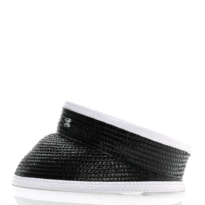 Chanel Straw Cotton CC Visor M Black White 4 of 9