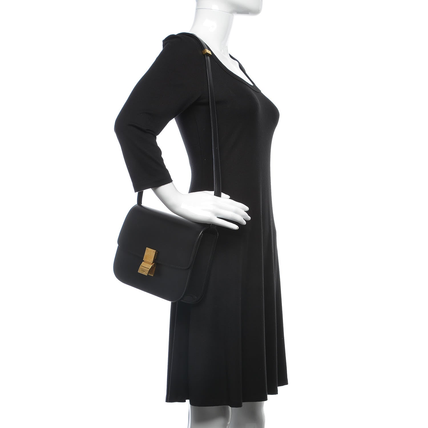 Celine Box Calfskin Medium Classic Box Flap Bag Black 2 of 14