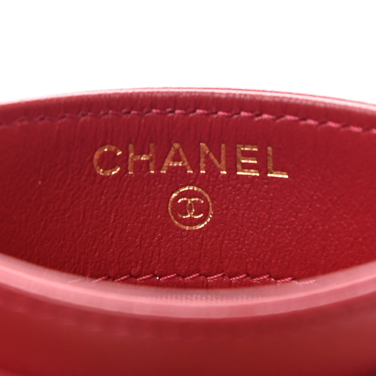 Goatskin Quilted Chanel 19 Card Holder Red