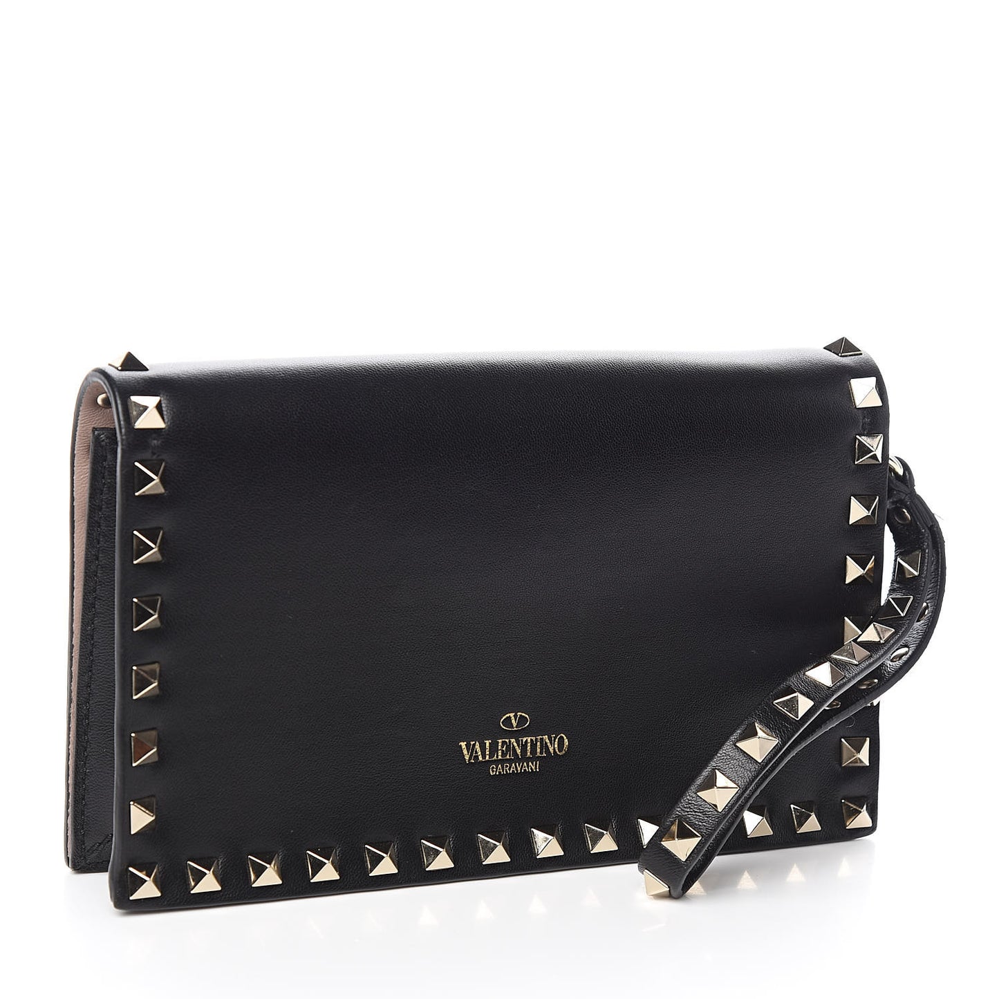 Nappa Small Rockstud Wristlet Clutch Black