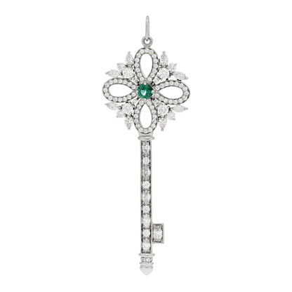 Tiffany Platinum Diamond Emerald Victoria Key Pendant 1 of 5
