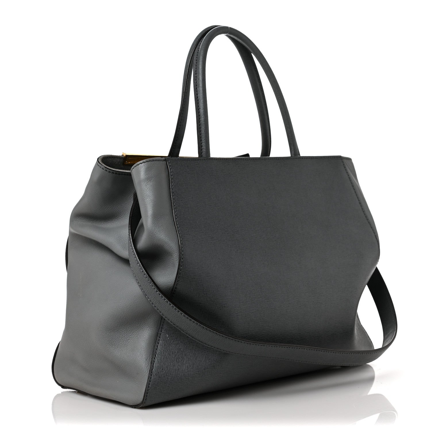 Fendi Vitello Elite Flamingo Regular 2Jours Tote Grigio Grigio Chiaro 2 of 8