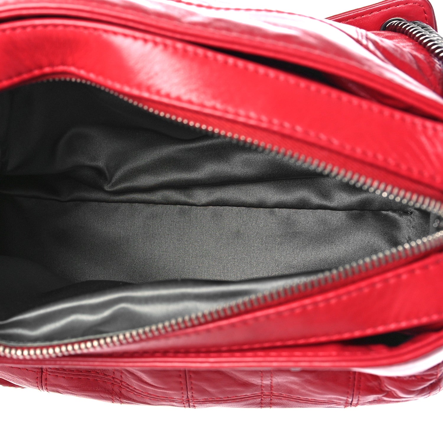 Chanel Lambskin Square Stitched Lax Accordion Hobo Red 4 of 12