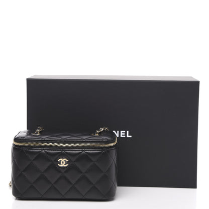 Chanel Lambskin Quilted Small Vanity Case With Chain Black 10 of 10