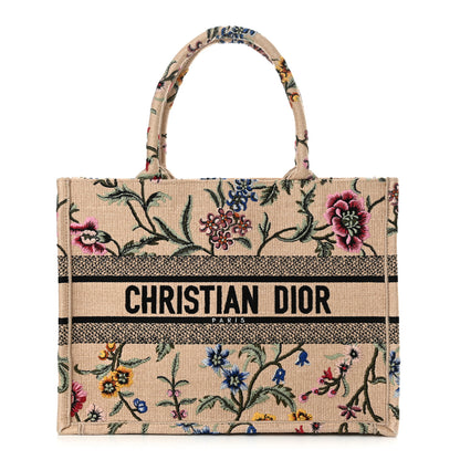 Christian Dior Raffia Embroidered Petites Fleurs Medium Book Tote Natural 1 of 14
