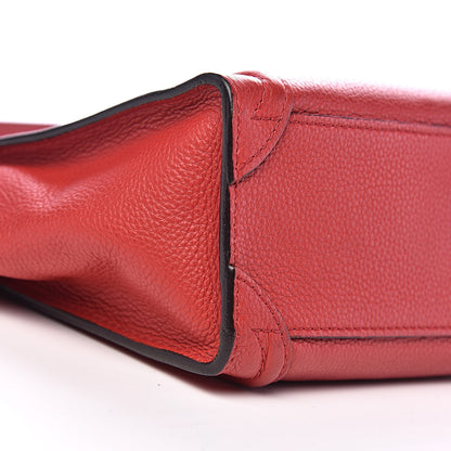 Celine Drummed Calfskin Nano Luggage Coquelicot 7 of 9