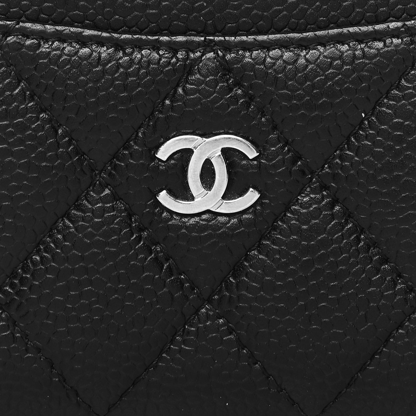 Caviar Quilted Card Holder Black