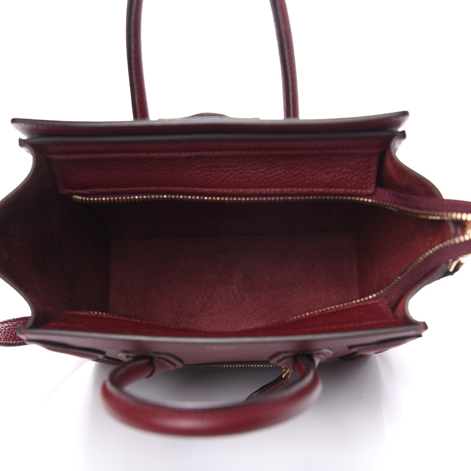 Celine Smooth Calfskin Goatskin Nano Luggage Burgundy 5 of 10