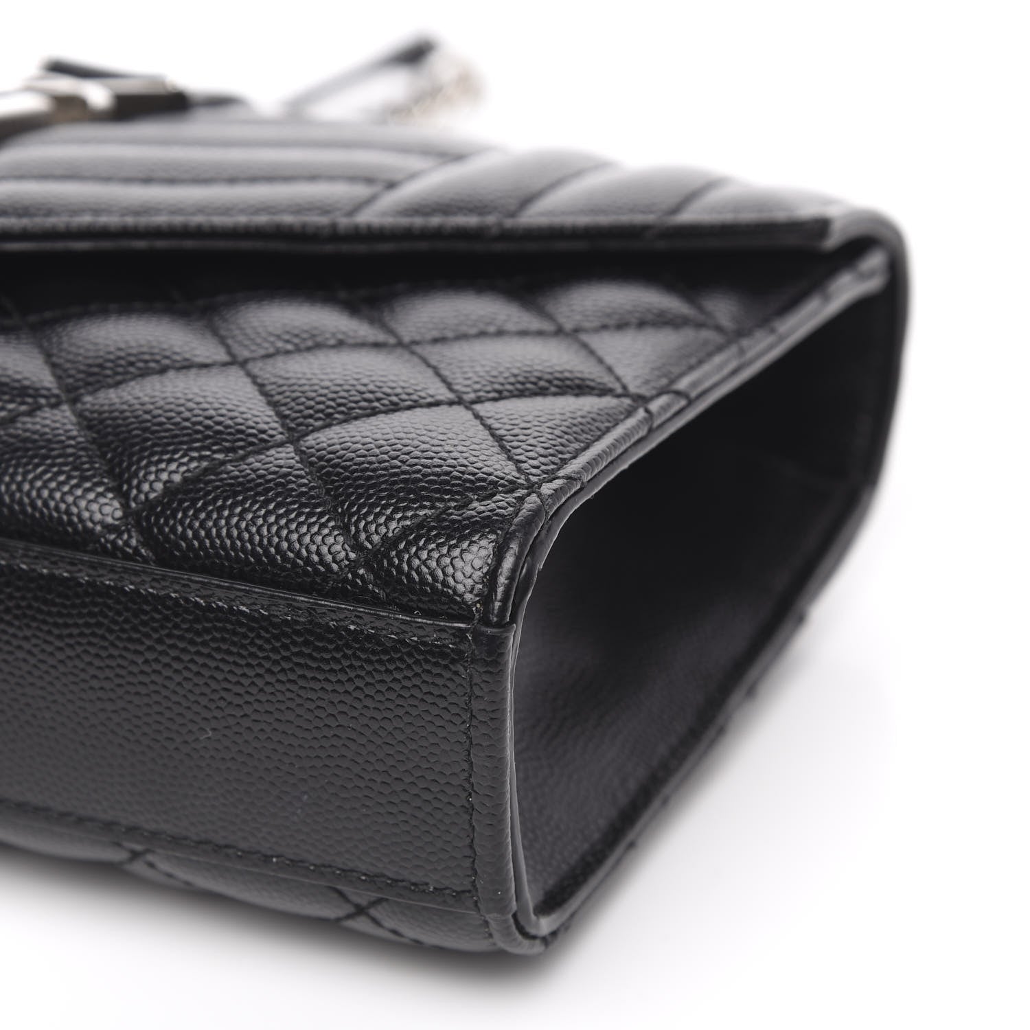 Saint Laurent Grain De Poudre Textured Mixed Matelasse Triquilt Small Monogram Satchel Black 9 of 12
