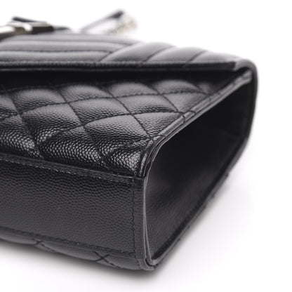 Saint Laurent Grain De Poudre Textured Mixed Matelasse Triquilt Small Monogram Satchel Black 9 of 12