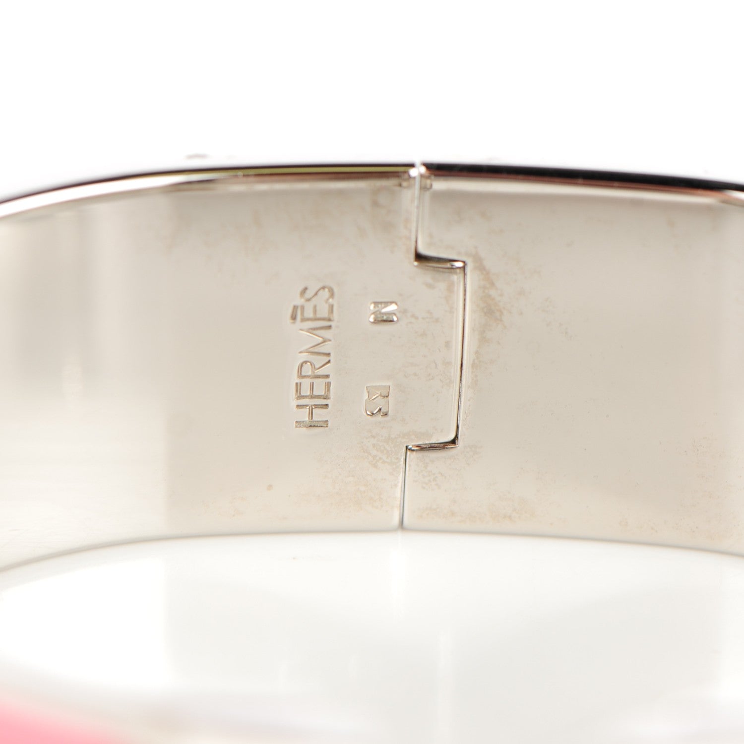 Hermes Enamel Wide Clic Clac H Bracelet PM White Rose Pagoda 7 of 12