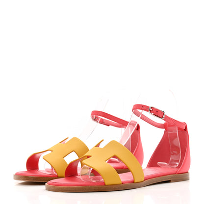 Hermes Calfskin Santorini Sandals 35 Jaune Sable Rose 4 of 8