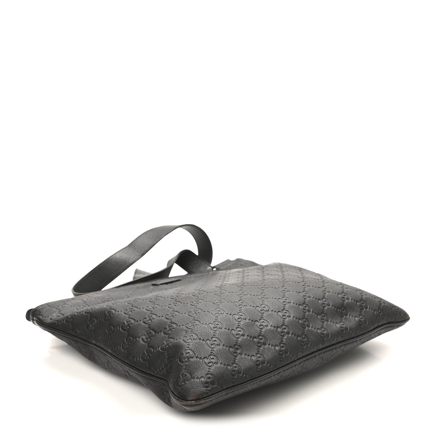Gucci Guccissima Medium Flat Messenger Bag Black 4 of 10
