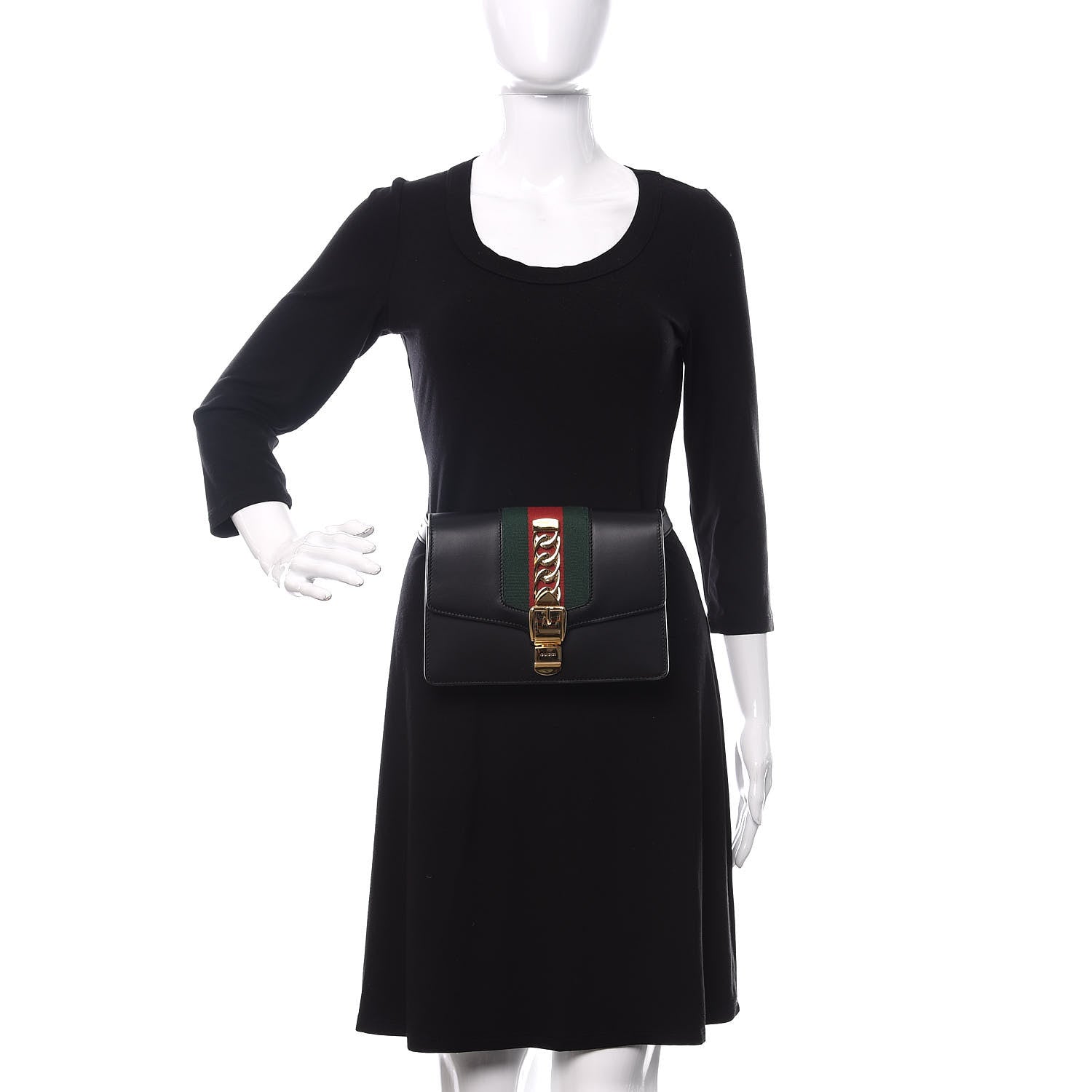 Gucci Calfskin Sylvie Belt Bag Black 2 of 10