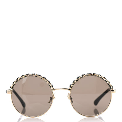 Chanel Metal Calfskin Round Chain Sunglasses 4265-Q Black 2 of 8